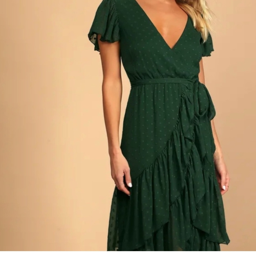 Lulu's Forest Green Asymmetrical Dress